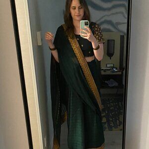 Dark Green Sari for Indian or Desi wedding